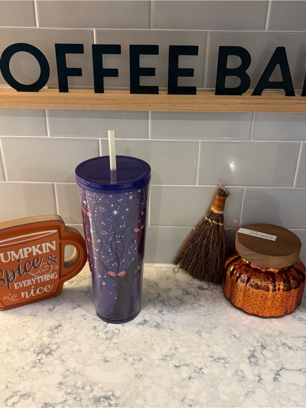 Starbucks Purple Halloween Reusable Tumbler with Straw
